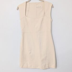 Everlane The 90s Mini Dress Square Neck Stretch Sleeveless Slim Fit Beige XS